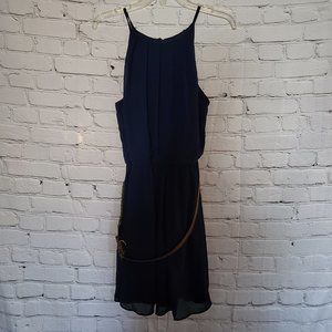 by & by, Size XL (Juniors) , Navy Blue, Summer Dress with Tan Belt